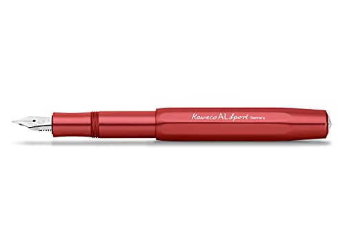 Kaweco Füllfederhalter Al Sport Rot I Premium Füllfederhalter Luxus für Tintenpatronen mit hochwertiger Stahlfeder I Sport Füller 13,5 cm Deep Red Federbreite: F (Fein) von Kaweco