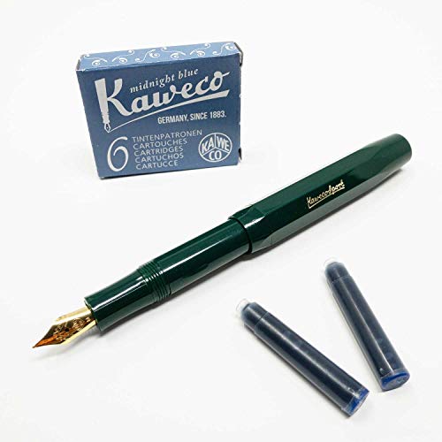 Kaweco Füllfederhalter Classic Sport Füller mit Federbreite M | Mit sechs blauen Tintenpatronen GRATIS | Farbe des Füllhalters: (grün) von Kaweco
