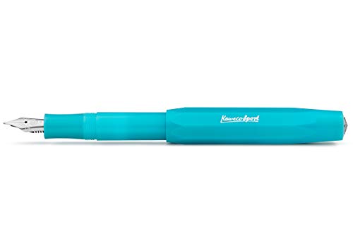 Kaweco FROSTED SPORT Füllhalter Light Blueberry I Premium Füllfederhalter für Tintenpatronen mit hochwertiger Stahlfeder I Füllfederhalter 13 cm I Füller in Blau I Federbreite: B (Breit) von Kaweco