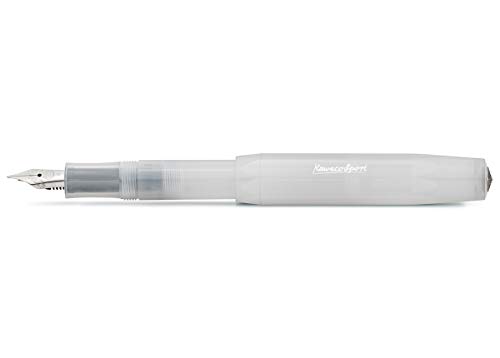 Kaweco FROSTED SPORT Füllhalter Natural Coconut I Premium Füllfederhalter für Tintenpatronen mit hochwertiger Stahlfeder I Füllfederhalter 13 cm I Füller in Weiß I Federbreite: B (Breit) von Kaweco