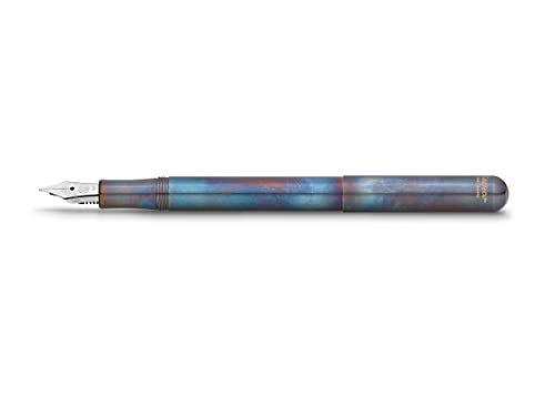 Kaweco LILIPUT Füllhalter Fireblue I Exklusiver Edelstahl Füllhalter für Tintenpatronen inklusive Retro Metallbox I Füller 12,5 cm I Federbreite: F (Fein) von Kaweco