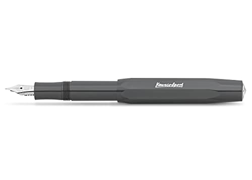 Kaweco Füllfederhalter Skyline Sport I Premium Füllfederhalter Luxus für Tintenpatronen mit hochwertiger Stahlfeder I Sport Füller 13,5 cm Grau Federbreite: B (Breit) von Kaweco