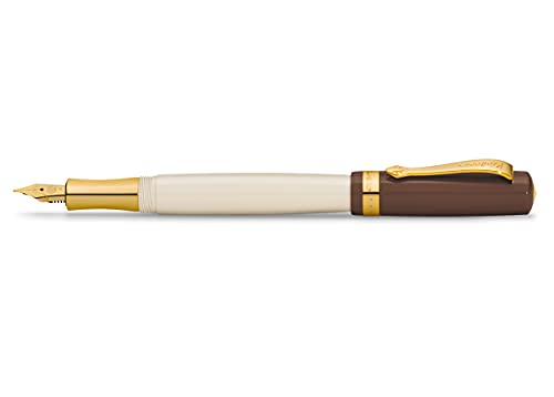 Kaweco Füllfederhalter Student 20's Jazz I Premium Füllfederhalter für Tintenpatronen I Nostalgischer Füller in Braun mit warmgoldenen Zierstücken 16 cm I Federbreite: BB (Extra Breit) von Kaweco