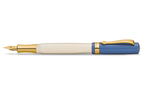 Kaweco Füllfederhalter Student 50's Rock I Premium Füllfederhalter für Tintenpatronen I Nostalgischer Füller in Blau mit warmgoldenen Zierstücken 16 cm I Federbreite: M (Medium) von Kaweco