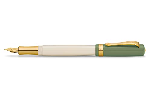 Kaweco Füllfederhalter Student 60's Swing I Premium Füllfederhalter für Tintenpatronen I Nostalgischer Füller in Grün mit warmgoldenen Zierstücken 16 cm I Federbreite: B (Breit) von Kaweco