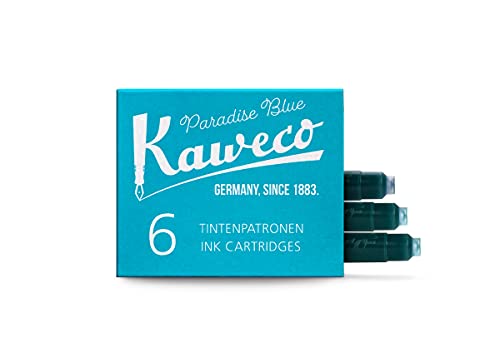 Kaweco Tintenpatronen im 6er-Pack Paradiesblau Paradise Blue I hochwertige Premium Tinte für Füllhalter mit kurzen Standardpatronen | vegan tierversuchsfrei wasserlöslich Kaweco Tintenpatronen im 6er-Pack Paradiesblau Paradise Blue I hochwertige Premium Tinte für Füllhalter mit kurzen Standardpatronen | vegan tierversuchsfrei wasserlöslich von Kaweco