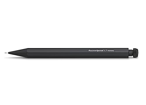 Kaweco SPECIAL Druckbleistift 0.3 mm Black I Minenbleistift aus hochwertigem Aluminium in oktogonalem Acht Kant Format I Druckminenbleistift 14 cm I Druck-Bleistift nachfüllbar Schwarz mit Radiergummi von Kaweco