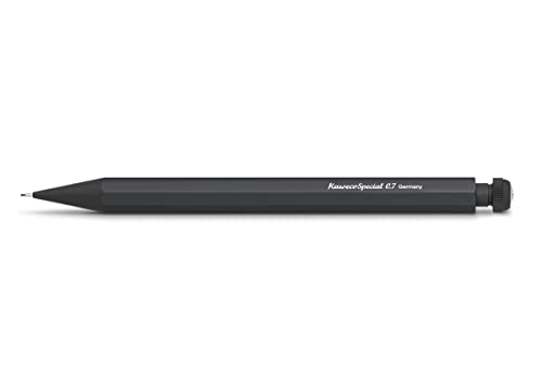 Kaweco SPECIAL Druckbleistift 0.7 I Minenbleistift aus hochwertigem Aluminium in oktogonalem Acht Kant Format I Druckminenbleistift 14 cm I Druck-Bleistift nachfüllbar Schwarz mit Radiergummi von Kaweco