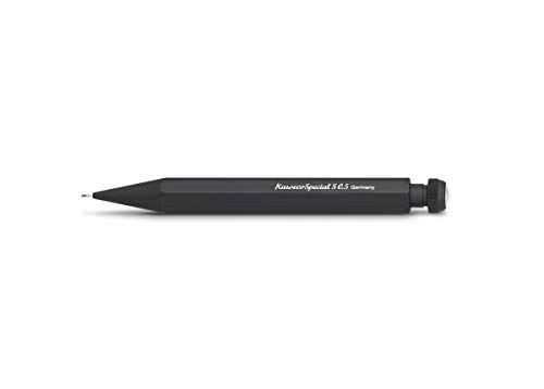 Kaweco SPECIAL S Druckbleistift 0.5 I Minenbleistift aus hochwertigem Aluminium in oktogonalem Acht Kant Format I Druckminenbleistift 10,5 cm I Druck-Bleistift nachfüllbar Schwarz mit Radiergummi von Kaweco