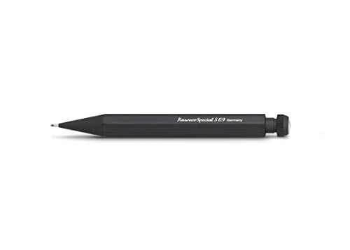 Kaweco SPECIAL S Druckbleistift 0.9 I Minenbleistift aus hochwertigem Aluminium in oktogonalem Acht Kant Format I Druckminenbleistift 10,5 cm I Druck-Bleistift nachfüllbar Schwarz mit Radiergummi von Kaweco