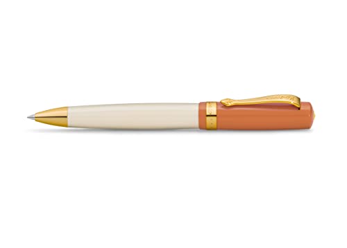 Kaweco STUDENT Kugelschreiber 70's Soul I Nostalgischer Taschen-Kugelschreiber in Orange & Creme mit warmgoldenen Zierstücken aus Edelharz I Hochwertiger Drehkugelschreiber 13 cm von Kaweco