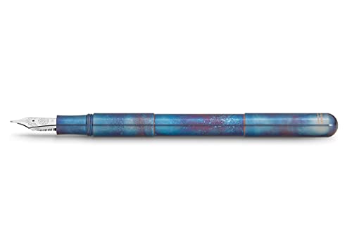 Kaweco SUPRA Füllfederhalter Fireblue I Exklusiver Füllhalter für Tintenpatronen mit hochwertiger Stahlfeder inkl. Retro Metallbox I Edelstahl Füller Länge 95-125 mm I Federbreite: BB (Extra Breit) von Kaweco