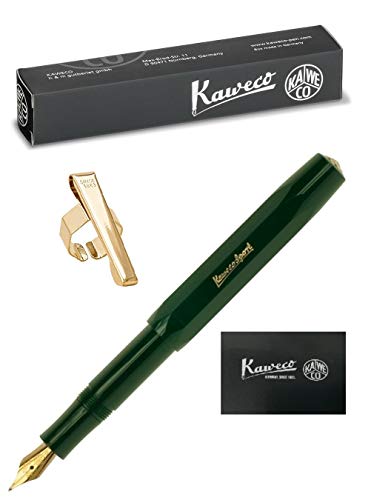 Kaweco - Sport Classic Green Pen Set - Feine Feder (F) - Achteckiger Clip Gold und Benutzerhandbuch von Kaweco