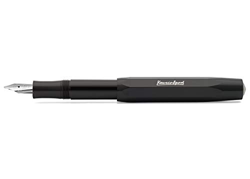 Kaweco Sport Kalligraphie Füller Black Stärke 1.1 mm I Füllfederhalter aus hochwertigem Kunststoff mit zuverlässiger Kalligrafie Feder I Schönschreibfüller für Tintenpatronen 13,5 cm Schwarz von Kaweco