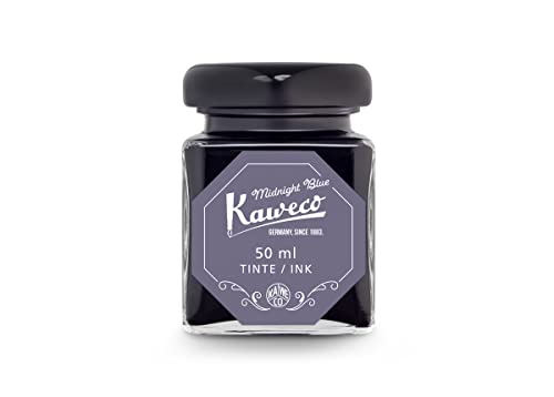 Kaweco Tintenglas 50 ml | Mitternachtsblau Midnight Blue | vegan tierversuchsfrei wasserlöslich nachhaltig | Schönschrift Kalligrafie Lettering Schreibtinte von Kaweco