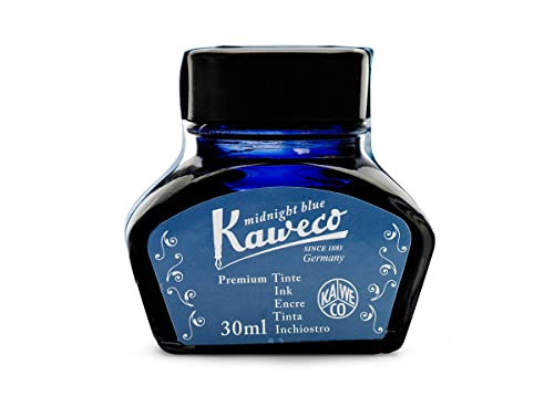 Kaweco Tintenglas Midnight Blue 30 ml I hochwertige Premium Tinte für Füller im Tintenfass I Füller Tintenfass mit schlichtem Design und mit Kaweco Gütesiegel I Schreibtinte in Mitternachtsblau von Kaweco