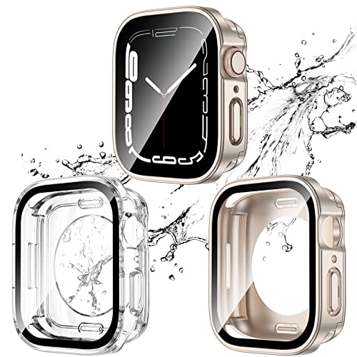 Kawoco 2 Stück Wasserdicht Hülle für Apple Watch 46mm Series 10 mit Tempered Glas Displayschutz, 360° Rundum PC 2 in 1 Front & Rückseite Gehäuse Schutzhülle für iWatch 46mm Klar/Sternenlicht Kawoco 2 Stück Wasserdicht Hülle für Apple Watch 46mm Series 10 mit Tempered Glas Displayschutz, 360° Rundum PC 2 in 1 Front & Rückseite Gehäuse Schutzhülle für iWatch 46mm Klar/Sternenlicht von Kawoco