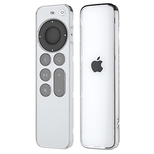 Kawoco Fernbedienung Schutzhülle Kompatibel mit Apple TV 4K / HD Siri Remote 3rd / 2nd Generation (2022/2021), Anti-Rutsch/Drop-Proof/Dust Proof TPU Fernbedienung Cover - Clear/Silber von Kawoco
