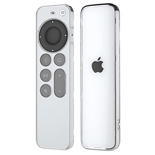 Kawoco Schutzhülle für Fernbedienung, kompatibel mit Apple TV 4K / HD Siri Remote 3. / 2. Generation (2022/2021), rutschfest/sturzsicher/staubdicht, TPU-Fernbedienungsabdeckung, transparent von Kawoco