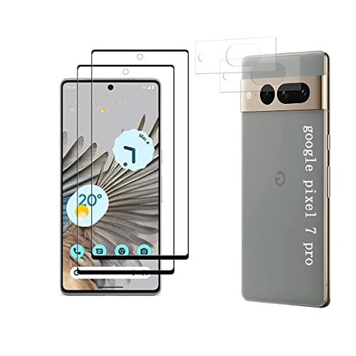 [2+2 pièces] Schutzfolie Kompatibel für Google Pixel 7 Pro 5G, Fingerabdrucksensor Kompatible, +Linse Schutzfolie, 3D Full Screen Panzerglasfolie, 9H Härte, Displayschutzfolie für Google Pixel 7 Pro von YYST