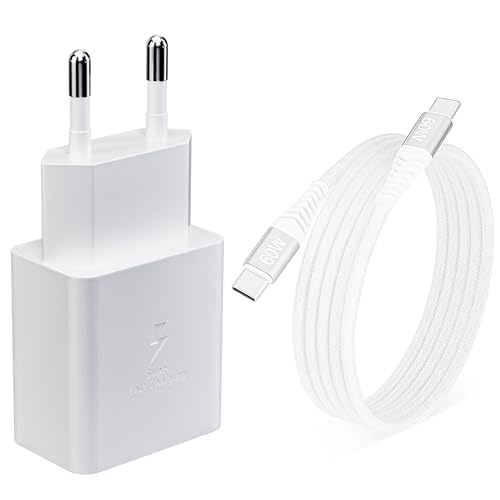 25W Ladegerät USB C, Schnellladegerät PD 3.0 Ladestecker mit USB-C Nylon Schnellladekabel 2m, Super Fast Charger Netzteil für Samsung Galaxy S24/S23/S22/S21 Ultra/S24+/S20/S10/Note20/10/A54 Handy von Kayshow