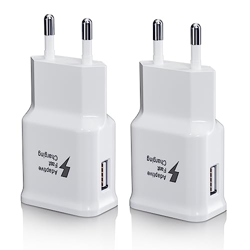 2er-Pack USB Ladegerät Stecker, Schnellladegerät Netzteil USB Ladestecker kompatibel mit Samsung Galaxy S21 S20 S10 S6 S7 S8 S9/Edge/Plus/Active, A71,A54,A13,A03,Z Flip3,Z Fold2,M53 5G Handy von Kayshow