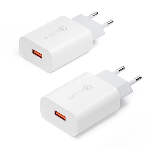 Kayshow USB Ladegerät Stecker (2er-Pack), 18W Schnellladegerät QC 3.0 USB Netzteil Ladestecke Ladeadapter für iPhone 16/15/13/12/11, XS/XR/X, Samsung Galaxy S21 S20 S10 S9 S8 Note 10/9/8, A13/A15 von Kayshow