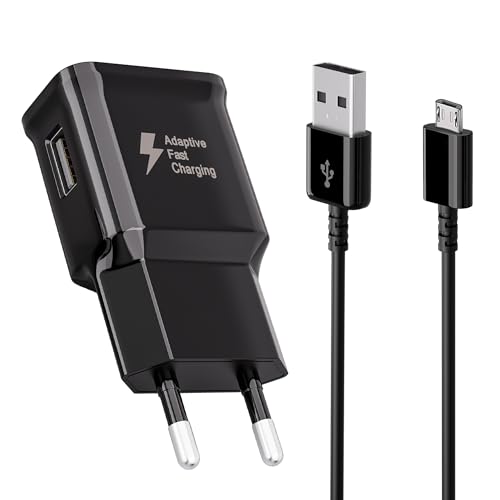 USB Ladegerät mit Micro USB Ladekabel Kompatibel mit Samsung Galaxy S7 S6 Edge S5 S4 S3 S2 A03 A6+ J8 J7 J6 J5 J3 Note5 4 Tab 4 Tab S S2, PS4, Ersatz-Original Schnellladegerät Netzteil von Kayshow