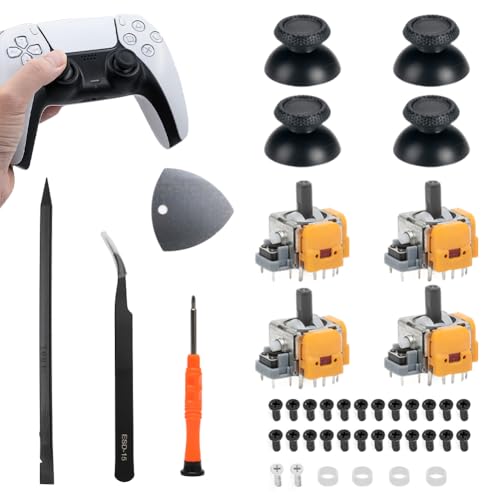 4 Stück Hall-Effekt Sticks Kompatibel mit Play Station 5 PS5 Kontroller, 3D-Analog-Sensor-Joystick-Modul mit 4 Stück Daumenkappe Thumbstick Reparatur Kit, Joysticks Ersatz für PS5-Controller 4 Stück Hall-Effekt Sticks Kompatibel mit Play Station 5 PS5 Kontroller, 3D-Analog-Sensor-Joystick-Modul mit 4 Stück Daumenkappe Thumbstick Reparatur Kit, Joysticks Ersatz für PS5-Controller von Kayuneed