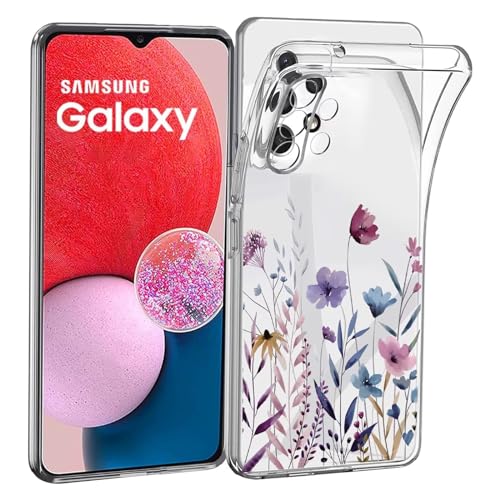 Kaywzo Hülle für Samsung Galaxy A13 4G,Transparent TPU Handyhülle mit Gemälde Blume Muster,Ultradünn Stoßfester Schutzhülle,Schön Silikon Cover Case-4 von Kaywzo