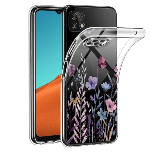 Kaywzo Hülle für Samsung Galaxy A22 5G,Transparent TPU Handyhülle mit Gemälde Blume Muster,Ultradünn Stoßfester Schutzhülle,Schön Silikon Cover Case-4 von Kaywzo