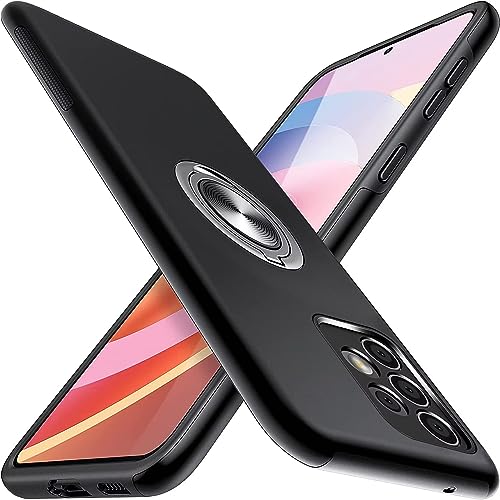 Kaywzo Hülle für Samsung Galaxy A32 4G,Im Freien Handyhülle mit Unsichtbare Magnetisch Ring Ständer,PC & TPU Stoßstange Multi-Layer Stoßfest Schutzhülle Case Cover,Schwarz von Kaywzo