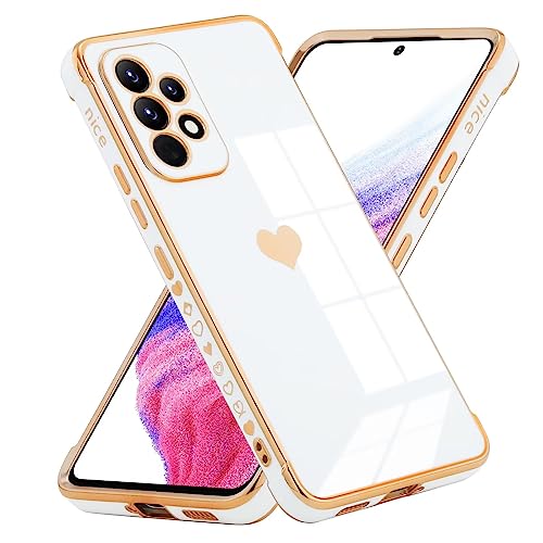 Kaywzo Hülle für Samsung Galaxy A33 5G,Shiny Herzmuster Galvanisiertes Kieselgel Handyhülle,Vier-Eckig Stoßfest,Liebe Frau Kratzfeste TPU Schutzhülle Case Cover,Weiß von Kaywzo