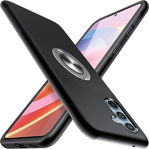 Kaywzo Hülle für Samsung Galaxy A34 5G,Im Freien Handyhülle mit Unsichtbare Magnetisch Ring Ständer,PC & TPU Stoßstange Multi-Layer Stoßfest Schutzhülle Case Cover,Schwarz von Kaywzo