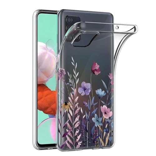 Kaywzo Hülle für Samsung Galaxy A71 5G,Transparent TPU Handyhülle mit Gemälde Blume Muster,Ultradünn Stoßfester Schutzhülle,Schön Silikon Cover Case-4 von Kaywzo