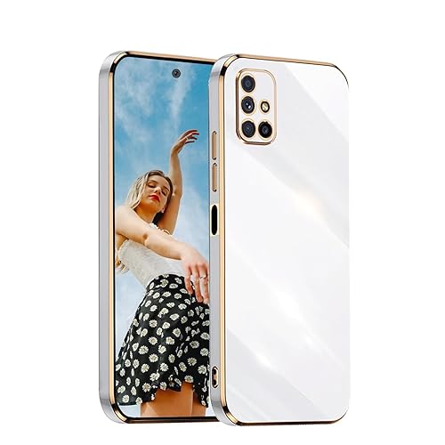 Kaywzo Hülle für Samsung Galaxy M51,TPU Galvanisiertes Stoßfeste Handyhülle,Glänzend Spiegel Kratzfeste Schutzhülle,Ultra Dünn Silikon Cover Case,Weiß von Kaywzo