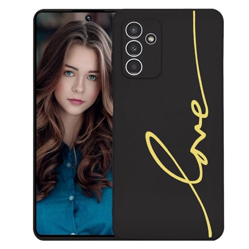 Kaywzo Hülle für Samsung Galaxy M52,TPU Weich Silikon Handyhülle mit 'Love' Linie Muster,Minimal Design,Ultradünn Mode Stoßfest Kratzfeste Schutzhülle Cover Case,Schwarz von Kaywzo