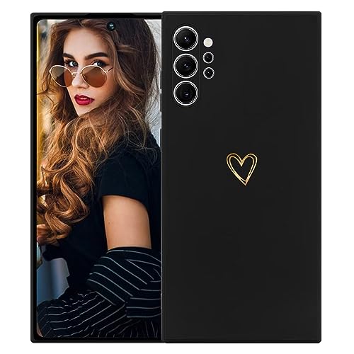 Kaywzo Hülle für Samsung Galaxy Note 10 Plus,Weich TPU Silikon Handyhülle mit Herzmuster,Minimalismus Design,Ultradünn Mädchen Stoßfest Kratzfeste Schutzhülle Case Cover,Schwarz von Kaywzo