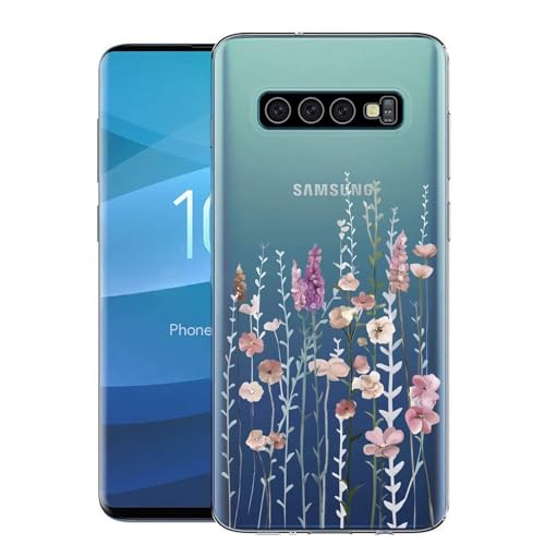 Kaywzo Hülle für Samsung Galaxy S10+/S10 Plus,Transparent TPU Handyhülle mit Gemälde Blume Muster,Ultradünn Stoßfester Schutzhülle,Schön Silikon Cover Case-3 von Kaywzo