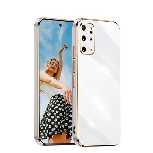 Kaywzo Hülle für Samsung Galaxy S20+/S20 Plus,TPU Galvanisiertes Stoßfeste Handyhülle,Glänzend Spiegel Kratzfeste Schutzhülle,Ultra Dünn Silikon Cover Case,Weiß von Kaywzo