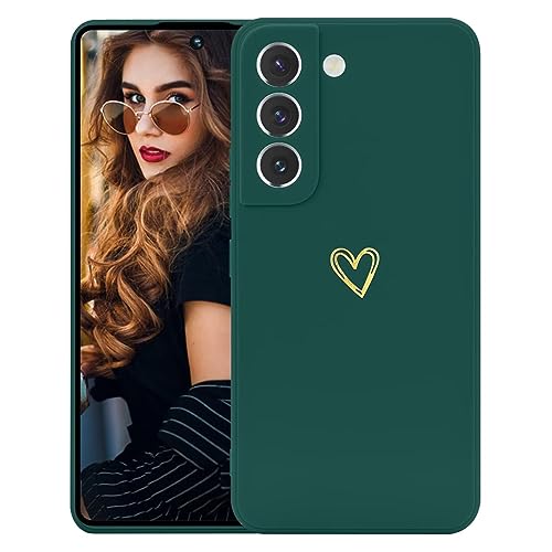 Kaywzo Hülle für Samsung Galaxy S21 5G,Weich TPU Silikon Handyhülle mit Herzmuster,Minimalismus Design,Ultradünn Mädchen Stoßfest Kratzfeste Schutzhülle Case Cover,Grün von Kaywzo