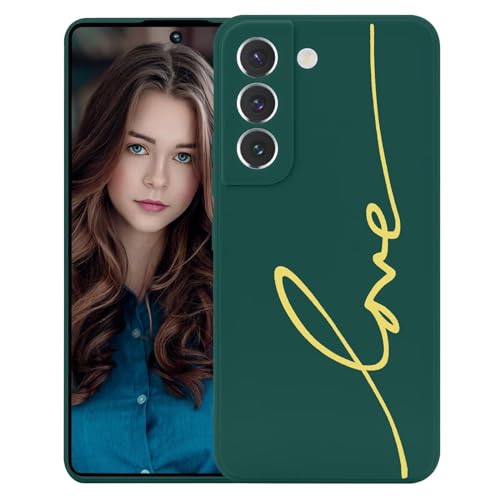 Kaywzo Hülle für Samsung Galaxy S22 5G,TPU Weich Silikon Handyhülle mit 'Love' Linie Muster,Minimal Design,Ultradünn Mode Stoßfest Kratzfeste Schutzhülle Cover Case,Grün von Kaywzo