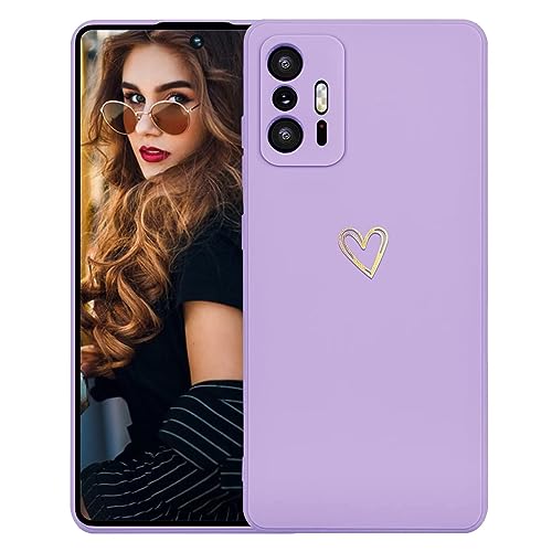 Kaywzo Hülle für Xiaomi 11T/11T Pro 5G,Weich TPU Silikon Handyhülle mit Herzmuster,Minimalismus Design,Ultradünn Mädchen Stoßfest Kratzfeste Schutzhülle Case Cover,Lila von Kaywzo