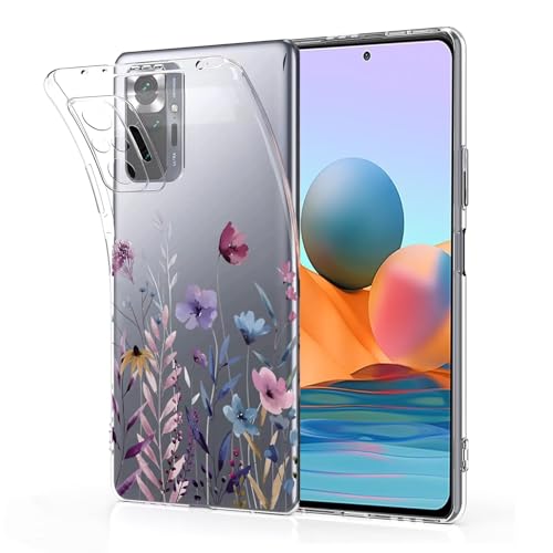 Kaywzo Hülle für Xiaomi Redmi Note 10 Pro,Transparent TPU Handyhülle mit Gemälde Blume Muster,Ultradünn Stoßfester Schutzhülle,Schön Silikon Cover Case-4 von Kaywzo