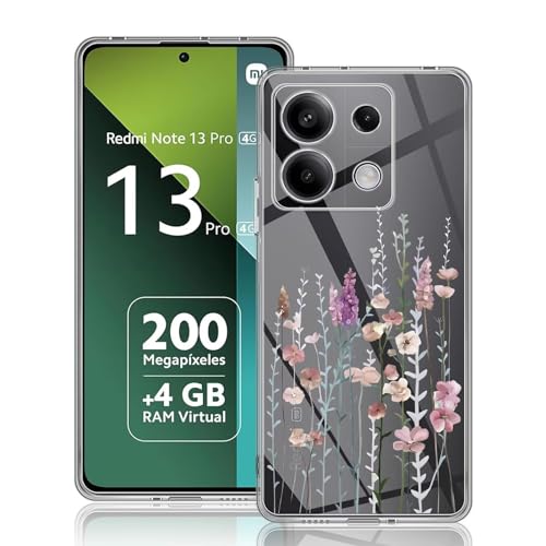Kaywzo Hülle für Xiaomi Redmi Note 13 Pro 4G/Poco M6 Pro 4G,Transparent TPU Handyhülle mit Gemälde Blume Muster,Ultradünn Stoßfester Schutzhülle,Schön Silikon Cover Case-3 von Kaywzo