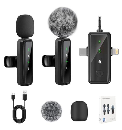 Kazaigou 3 in 1 Mini Mikrofon für iPhone/PC/Android/Laptop/Camera, Bluetooth Wireless Lavalier Microphone, 3.5 MM/Type-C/USB-C Ansteckmikrofon Kabellos für Videoaufzeichnung, YouTube, TikTok, Podcast Kazaigou 3 in 1 Mini Mikrofon für iPhone/PC/Android/Laptop/Camera, Bluetooth Wireless Lavalier Microphone, 3.5 MM/Type-C/USB-C Ansteckmikrofon Kabellos für Videoaufzeichnung, YouTube, TikTok, Podcast von Kazaigou