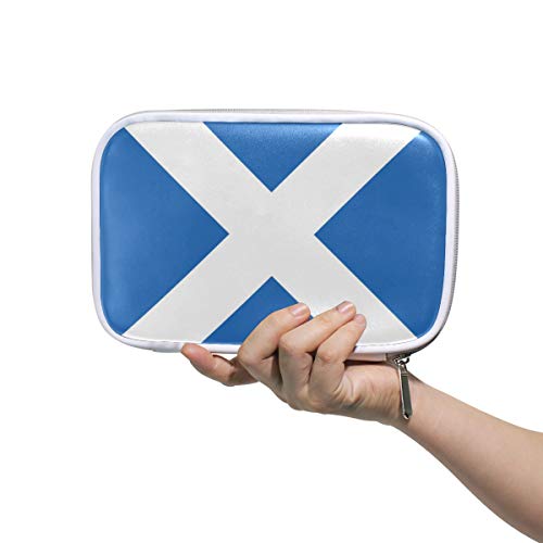 Federmäppchen mit Schottland-Flagge, Blau / Weiß, für Damen, tragbare Kosmetiktasche, Make-up-Tasche, Aufbewahrungstasche für Büro, Organizer, Reisekoffer mit Reißverschluss für draußen von Kcldeci