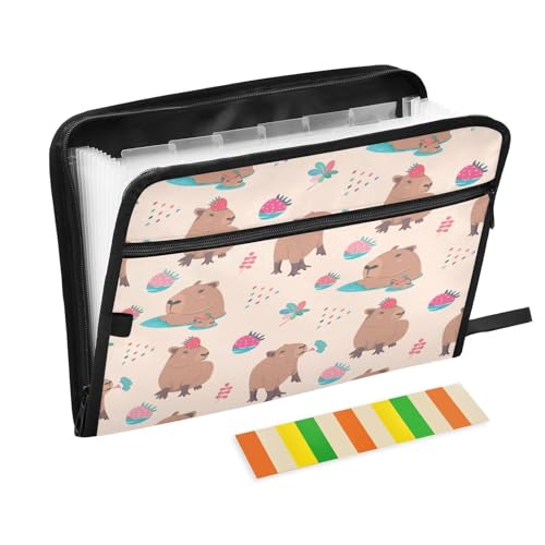Kcldeci Akkordeon-Aktenordner mit süßem Capybara-Blumenmuster und Erdbeere, 13 Fächer, Akkordeon-Aktenordner, A4, Briefgröße, Dokumente, Quittungen, Organizer, Akkordean-Aktenordner für Klassenzimmer Kcldeci Akkordeon-Aktenordner mit süßem Capybara-Blumenmuster und Erdbeere, 13 Fächer, Akkordeon-Aktenordner, A4, Briefgröße, Dokumente, Quittungen, Organizer, Akkordean-Aktenordner für Klassenzimmer von Kcldeci