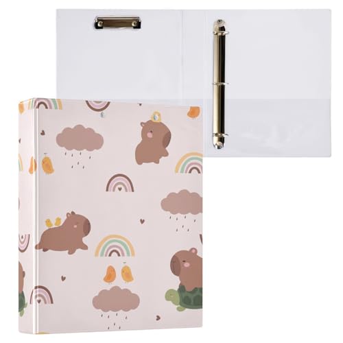 Kcldeci Capybara Birds and Rainbows Ringbuch mit 3 Ringen, 3,8 cm, runder Ring für Briefpapier, Hardcover-Ordner für Schule, Büro und Zuhause, 2 Stück Kcldeci Capybara Birds and Rainbows Ringbuch mit 3 Ringen, 3,8 cm, runder Ring für Briefpapier, Hardcover-Ordner für Schule, Büro und Zuhause, 2 Stück von Kcldeci