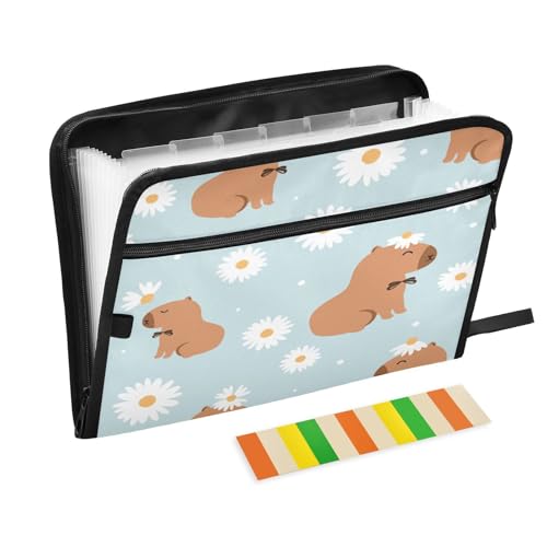 Kcldeci Capybara Fächermappe mit Cartoons und Gänseblümchen, 13 Fächer, Akkordeon-Ordner, A4, Briefgröße, Papier, Dokumente, Quittungen, Organizer, Akkordean-Aktenordner für Klassenzimmer, Zuhause Kcldeci Capybara Fächermappe mit Cartoons und Gänseblümchen, 13 Fächer, Akkordeon-Ordner, A4, Briefgröße, Papier, Dokumente, Quittungen, Organizer, Akkordean-Aktenordner für Klassenzimmer, Zuhause von Kcldeci